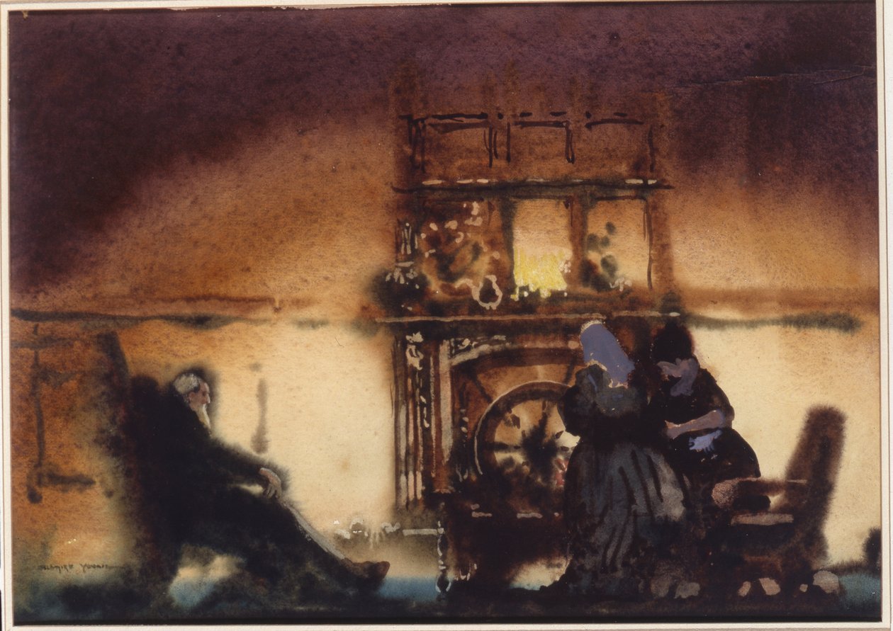 Śpiący (w/c na papierze) autorstwa William Blamire Young