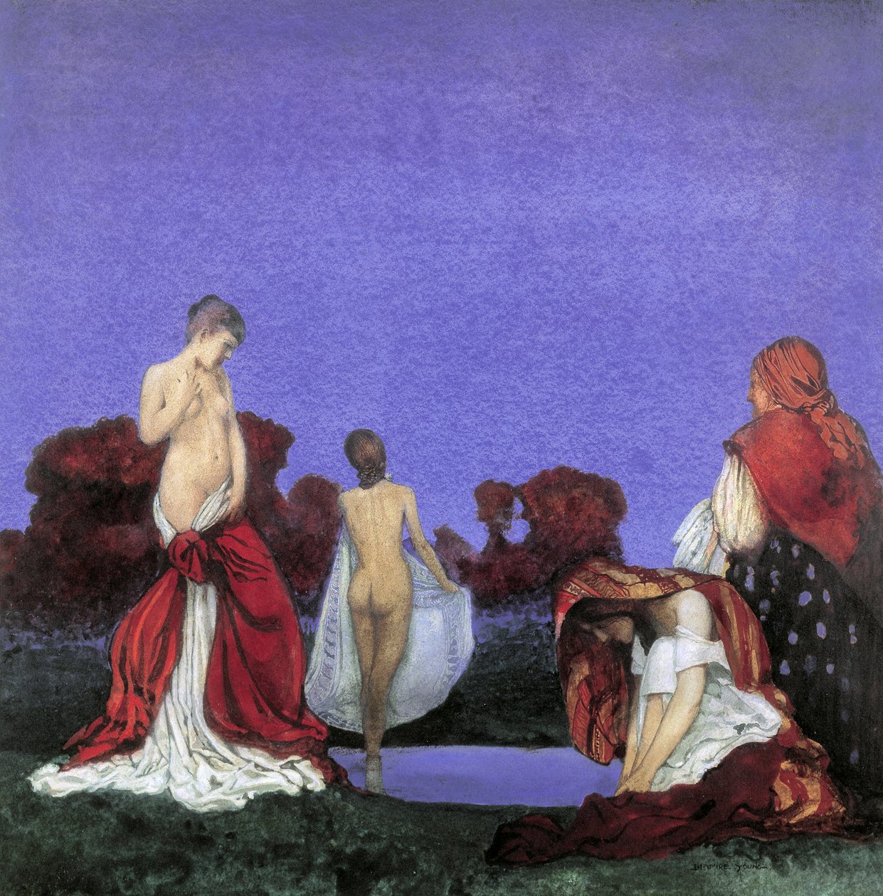 Kąpiel Cyganów (w/c na papierze) autorstwa William Blamire Young