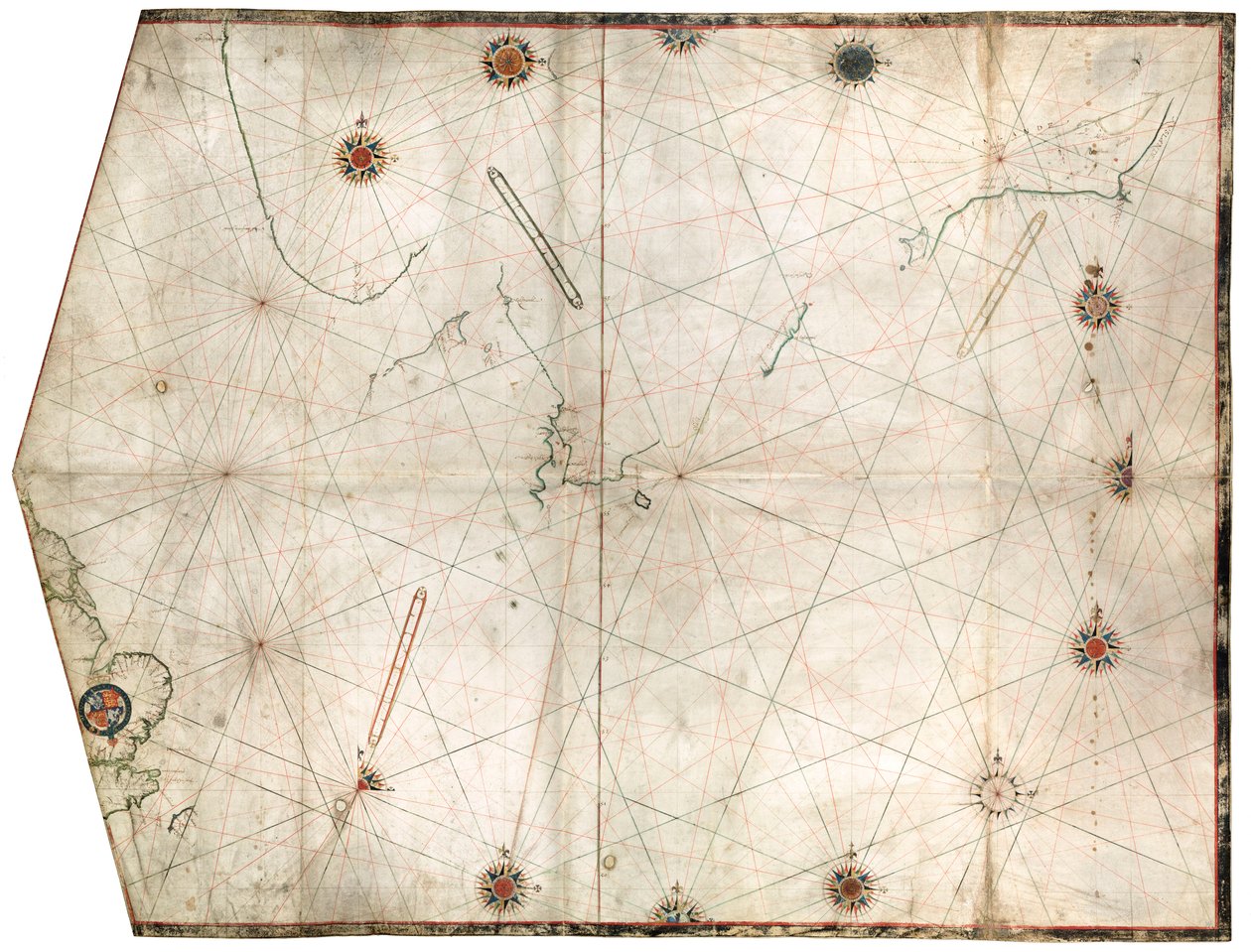 Mapa portulana skonstruowana przez Williama Borougha przedstawiająca obszar morski Morza Północnego i Bałtyku, od wschodniego wybrzeża Anglii do Zatoki Szwedzkiej, ok. 1580 r. (pergamin) autorstwa William Borough