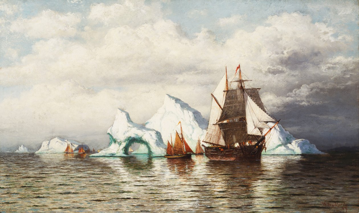 Wśród gór lodowych, Wybrzeże w Labrador, autorstwa William Bradford