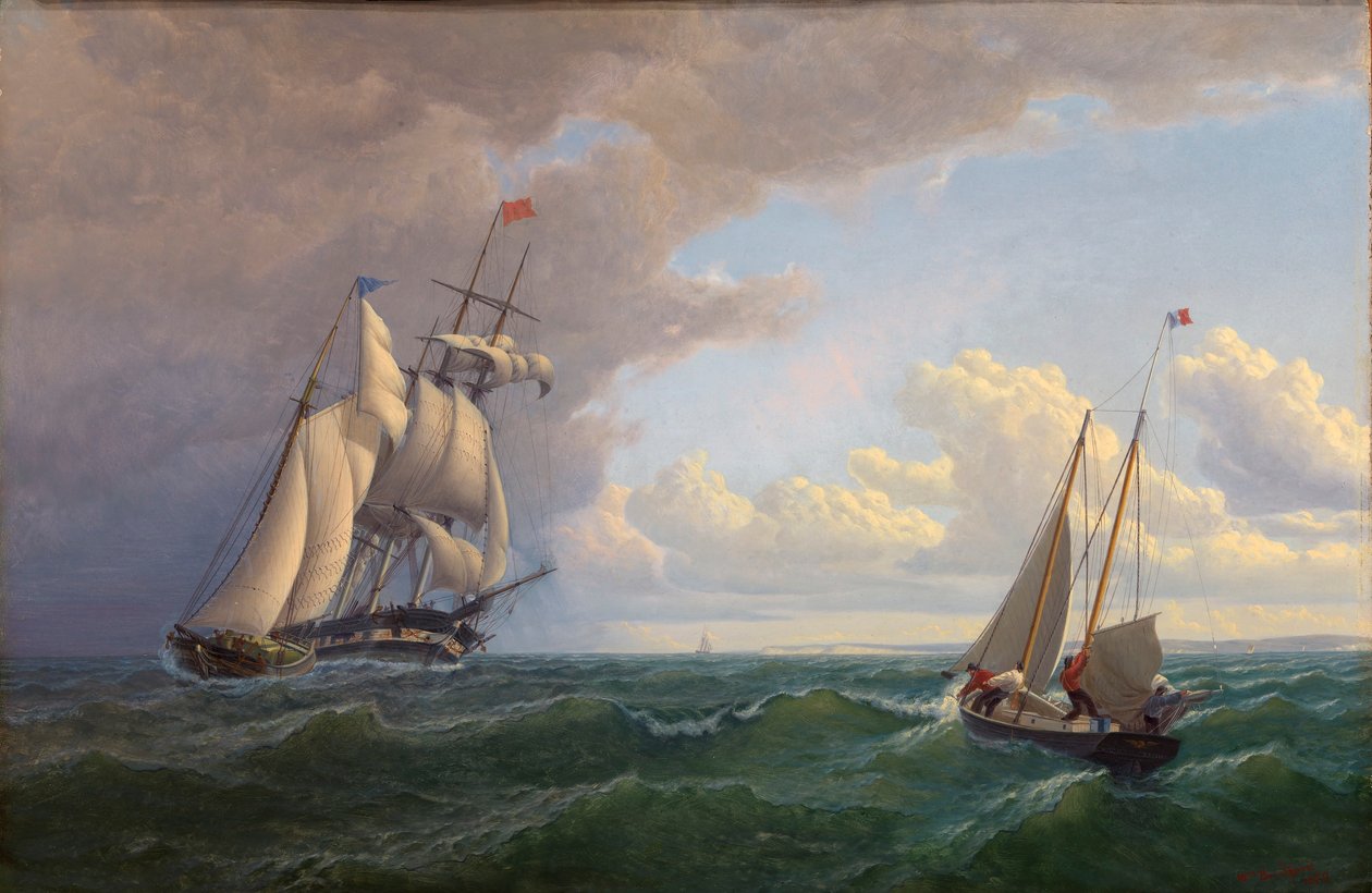 Wielorybnik u wybrzeży Vineyard--Outward Bound autorstwa William Bradford