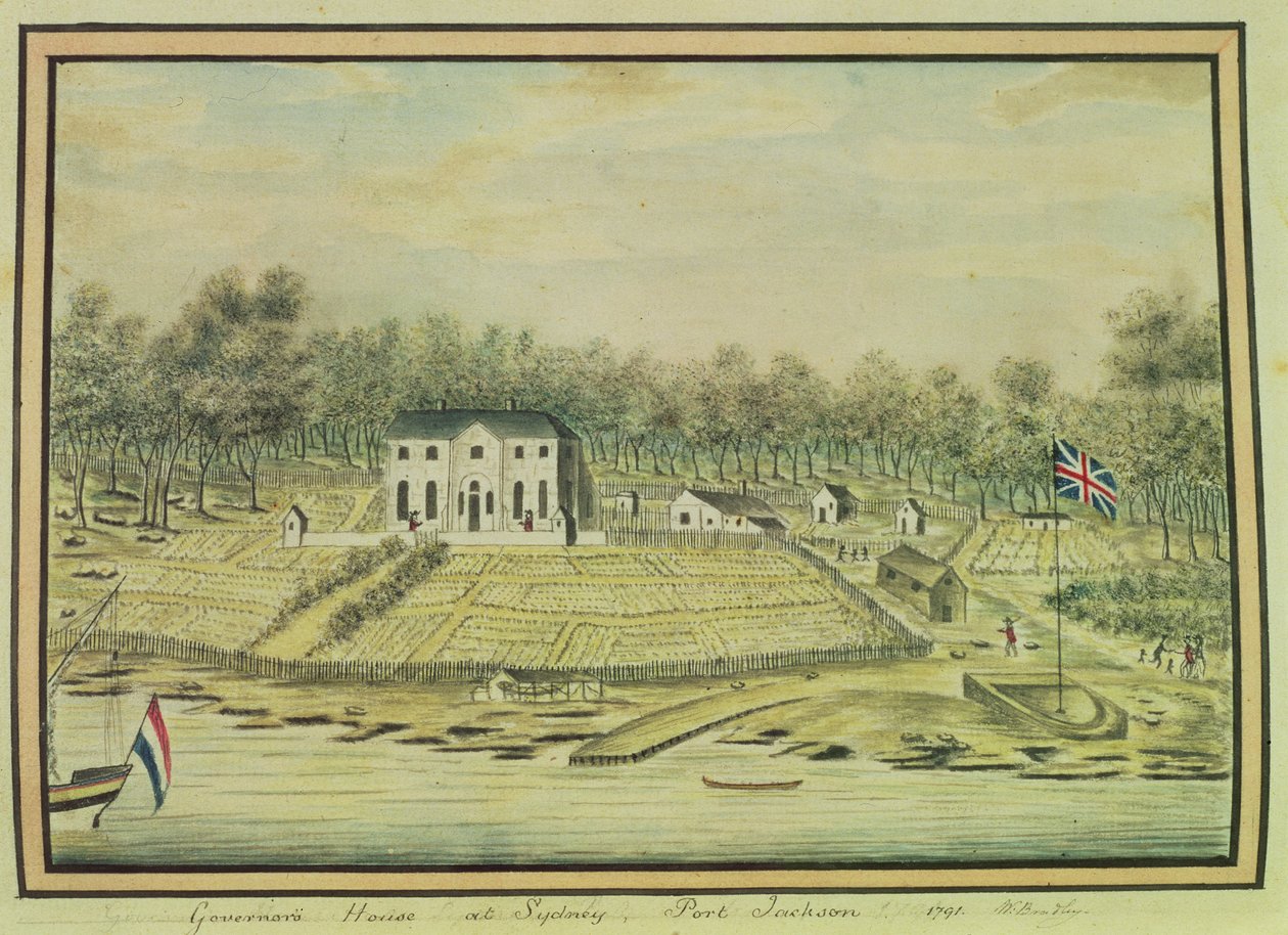 Dom Gubernatora w Sydney, Port Jackson, 1791 r. autorstwa William Bradley