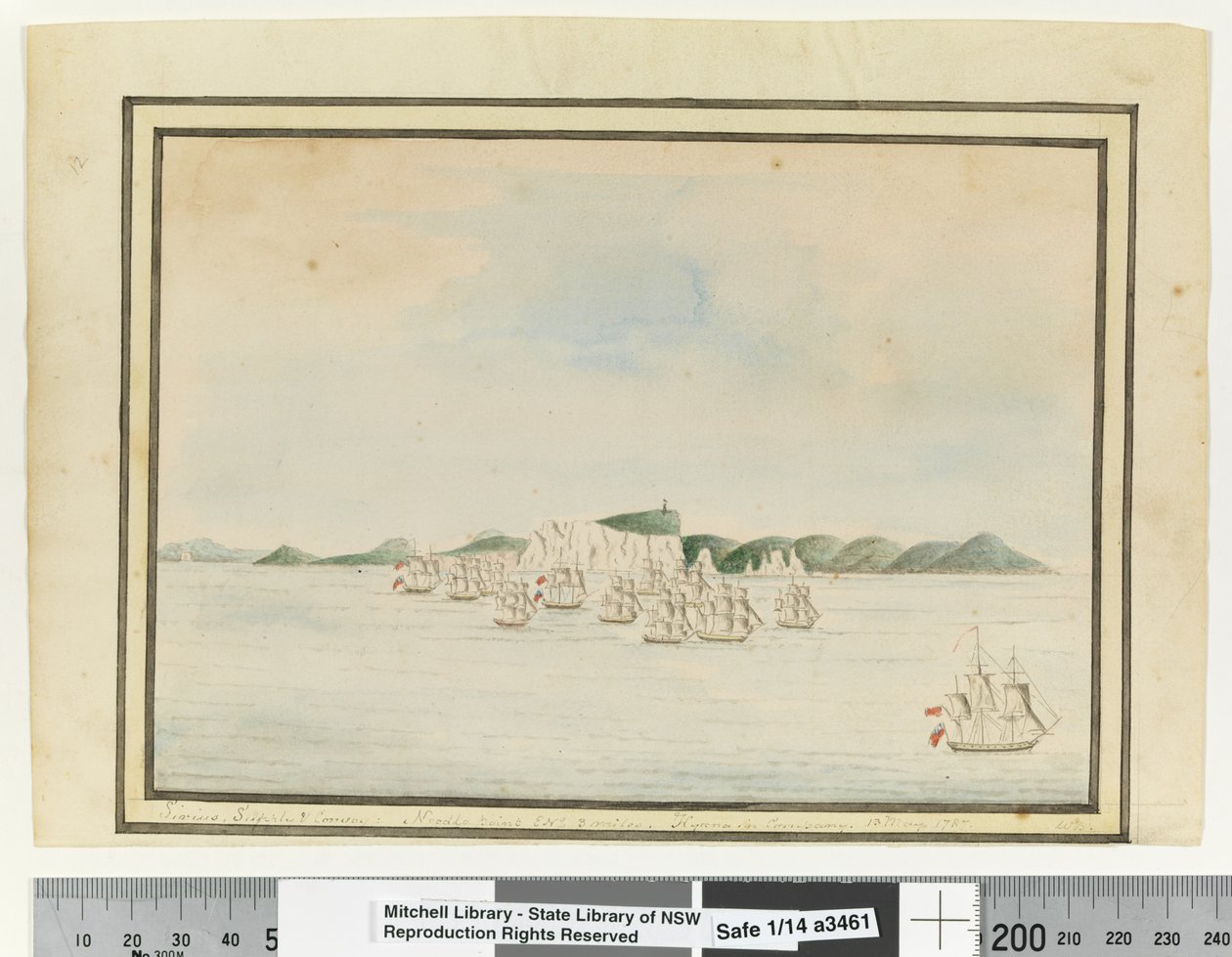 Opp. p. 13. Syriusz, zaopatrzenie i konwój: Needle Point ENE 3 mile. Hiena w towarzystwie. 13 maja 1787