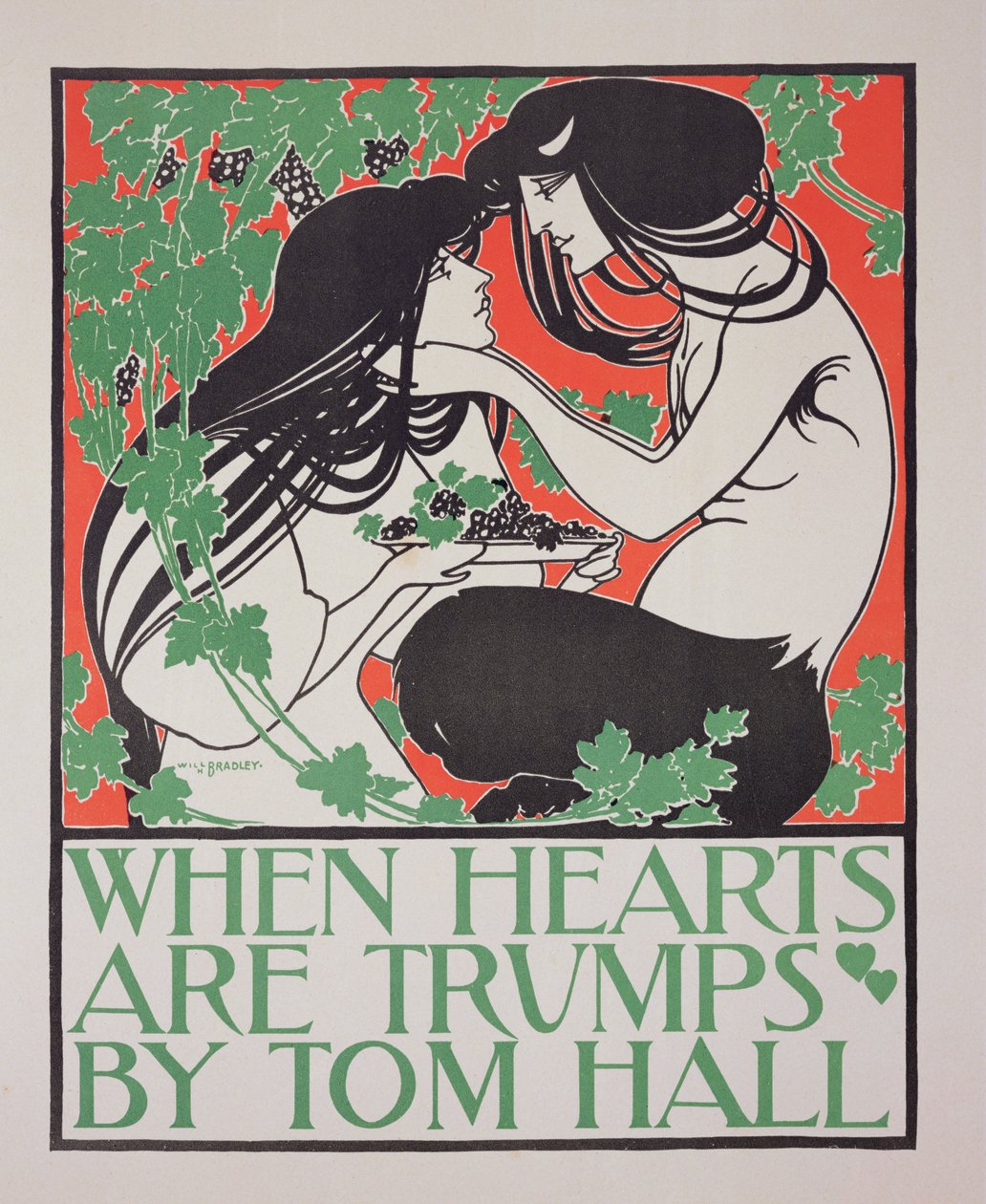 Reprodukcja plakatu reklamującego "When Hearts are Trumps" autorstwa Toma Halla (patrz 41529) autorstwa William Bradley