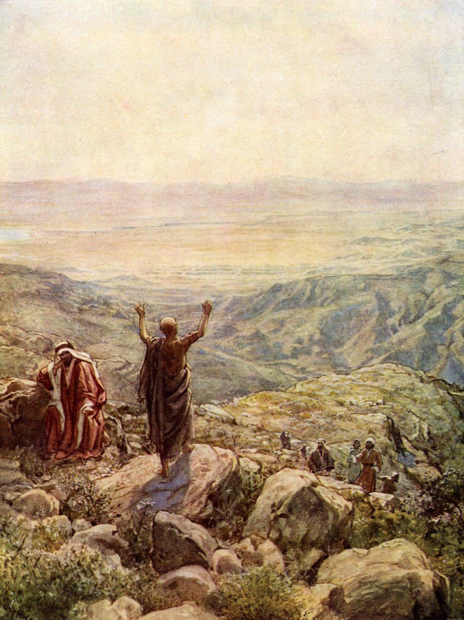 Balaam błogosławi obóz Izraela. - Biblia autorstwa William Brassey Hole