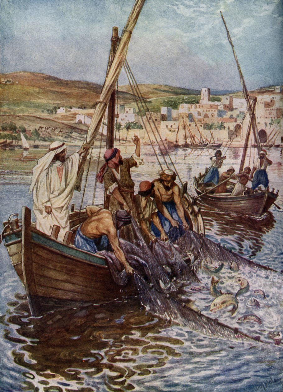 Czterech rybaków powołanych na uczniów - Biblia autorstwa William Brassey Hole