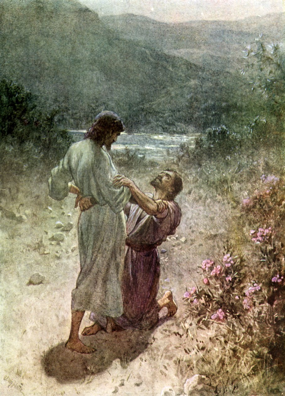 Jakub i anioł w Peniel - Biblia autorstwa William Brassey Hole
