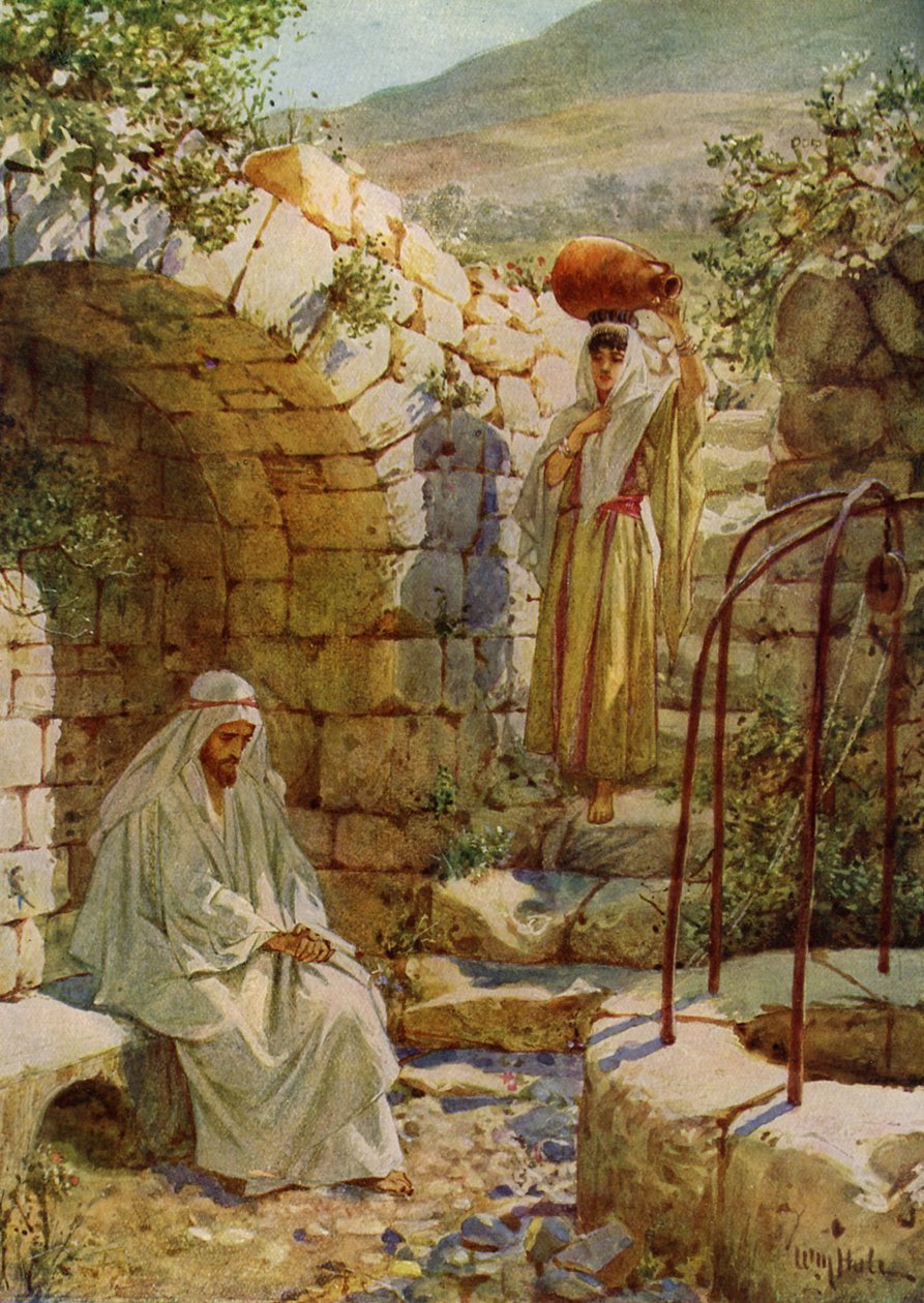 Jezus prosi Samarytankę o wodę - Biblia autorstwa William Brassey Hole
