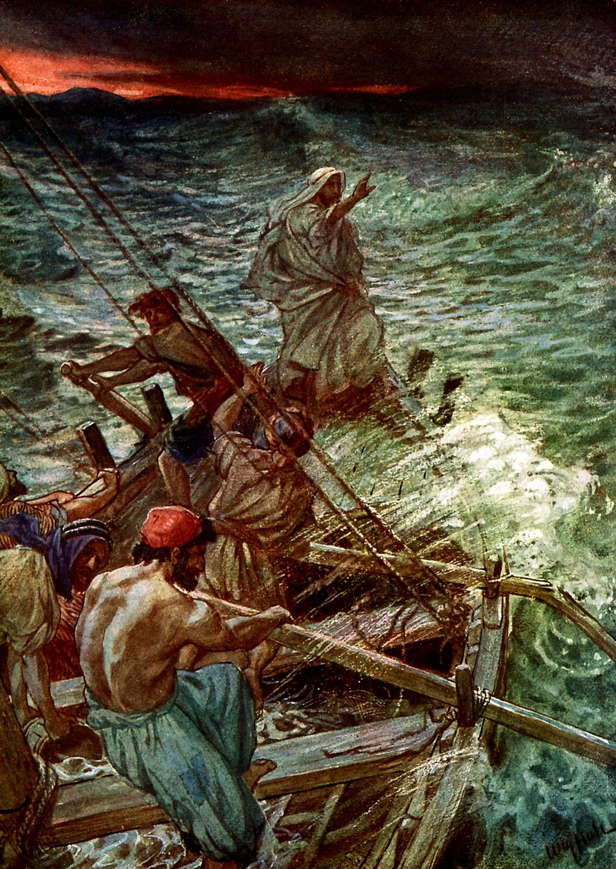 Jezus ucisza burzę - Biblia autorstwa William Brassey Hole