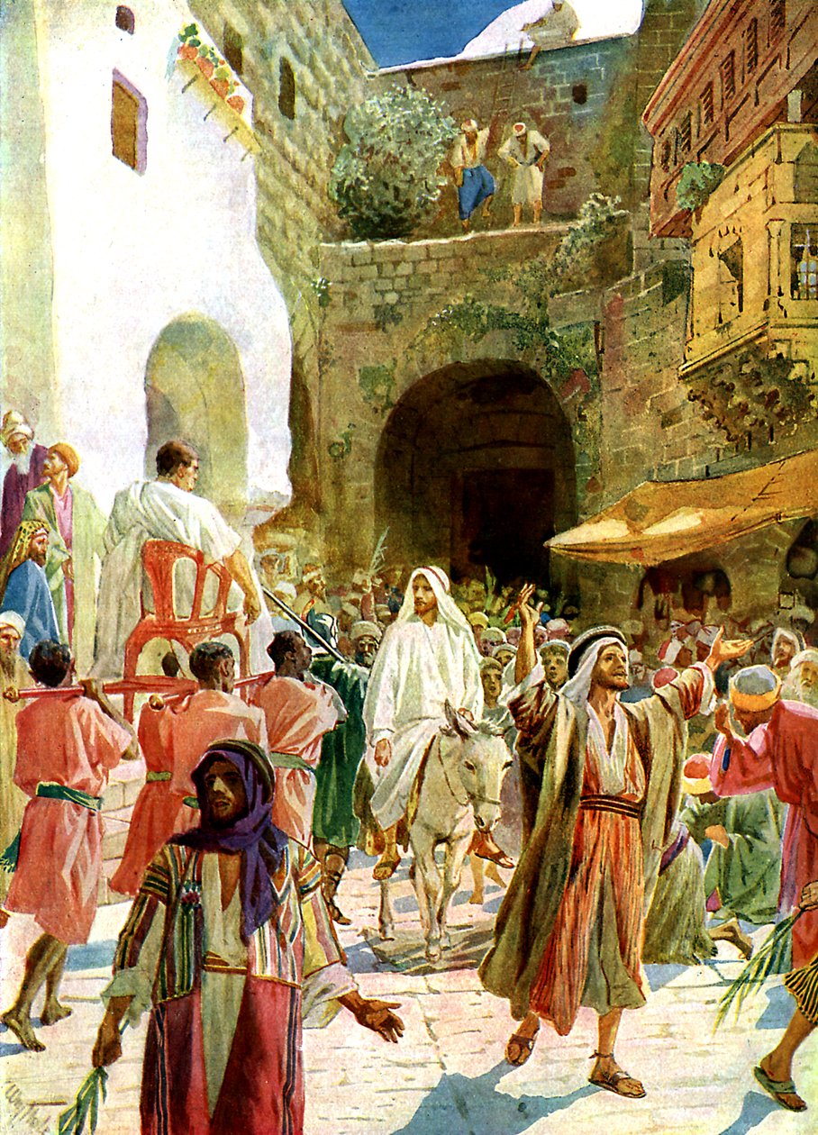 Jezus wchodzi do Jerozolimy - Biblia autorstwa William Brassey Hole