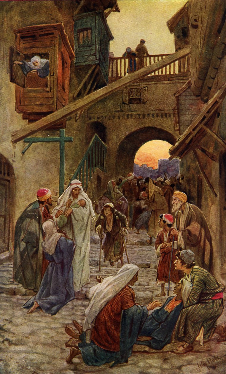 Jezus dokonuje cudów w Kafarnaum - Biblia autorstwa William Brassey Hole