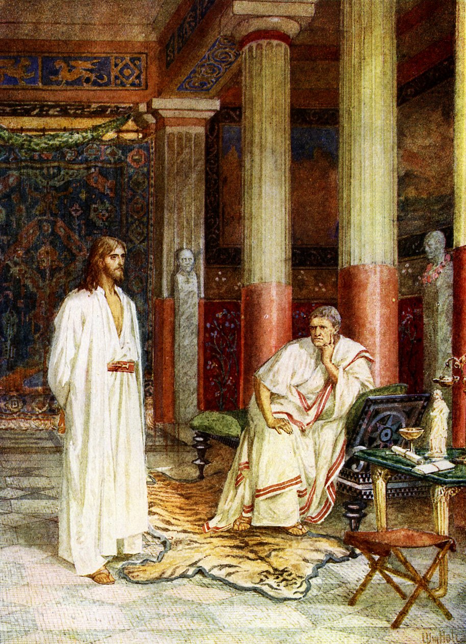 Jezus stoi przed Piłatem - Biblia autorstwa William Brassey Hole
