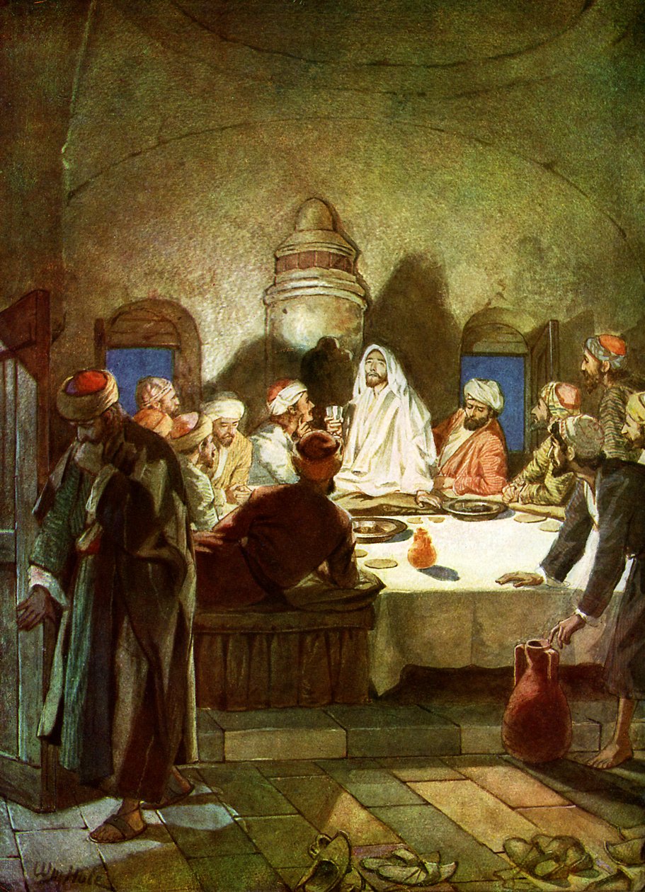 Jezus mówi swoim uczniom, że zostanie zdradzony - Biblia autorstwa William Brassey Hole