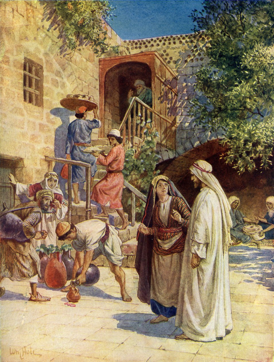 Jezus zamienia wodę w wino - Biblia autorstwa William Brassey Hole