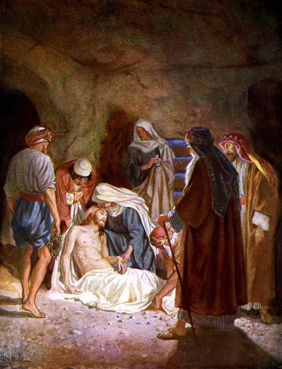 Józef z Arymatei usuwa ciało Jezusa - Biblia autorstwa William Brassey Hole