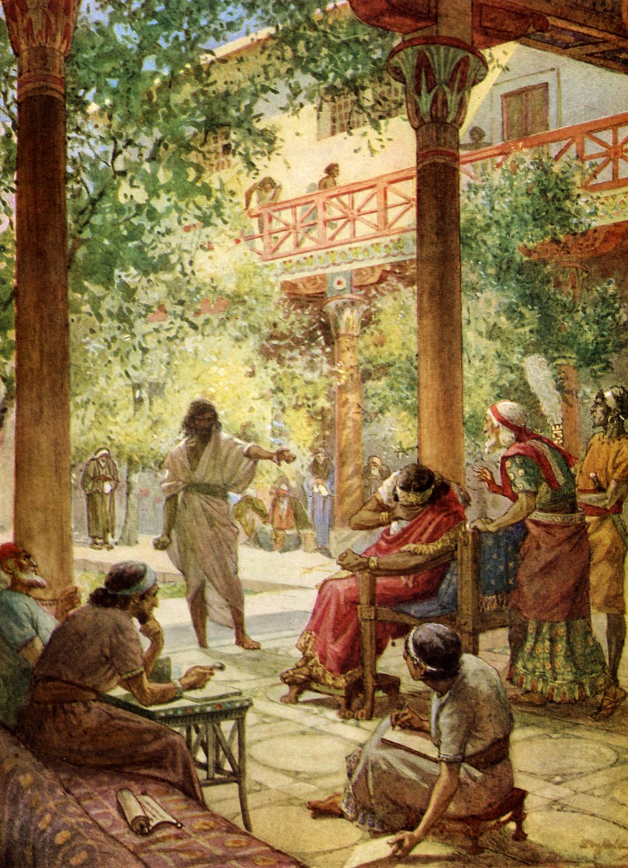Prorok Natan wyrzeka się grzechu Dawida - Biblia autorstwa William Brassey Hole