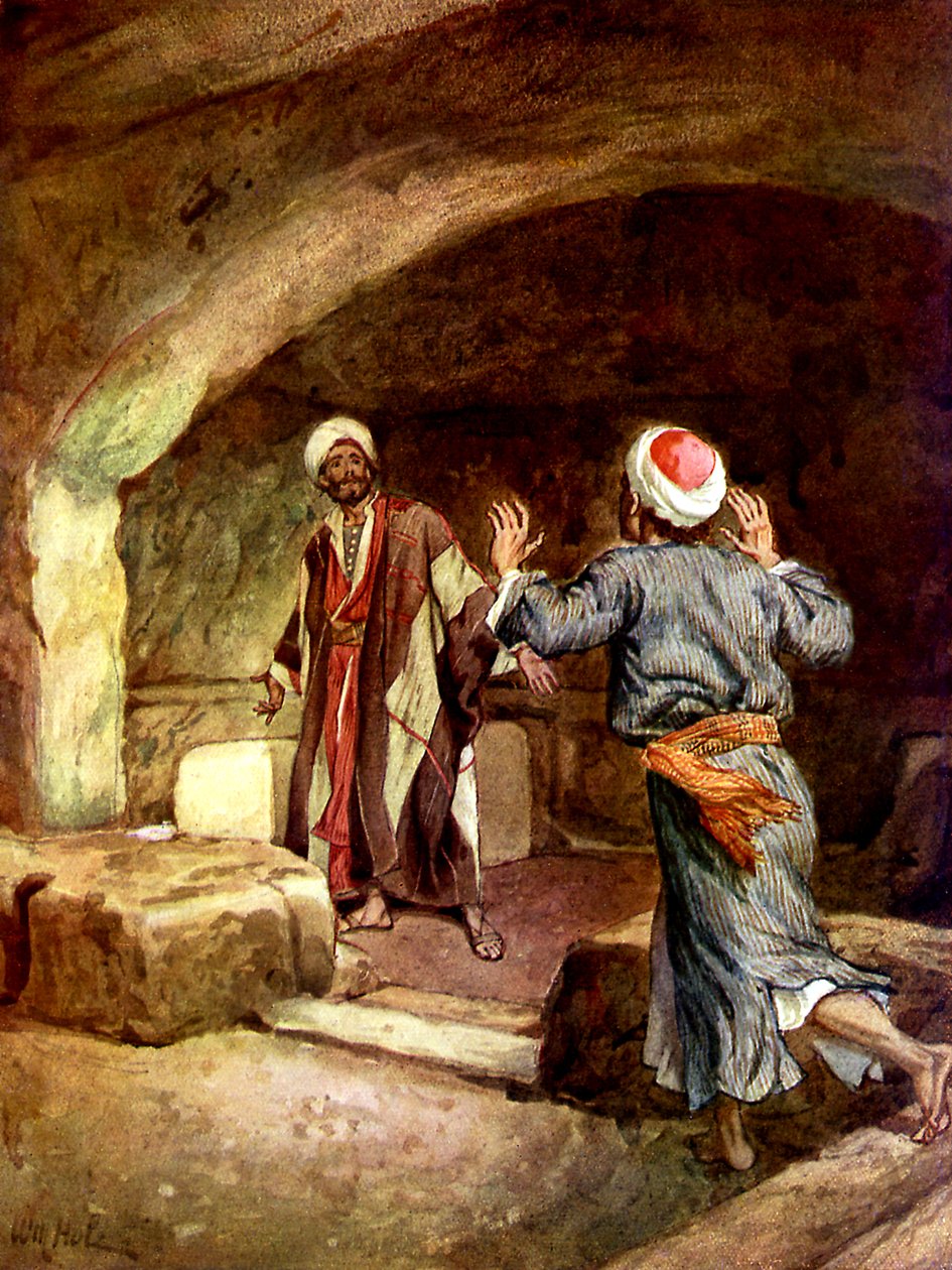 Piotr i Jan spieszą do pustego grobu - Biblia autorstwa William Brassey Hole