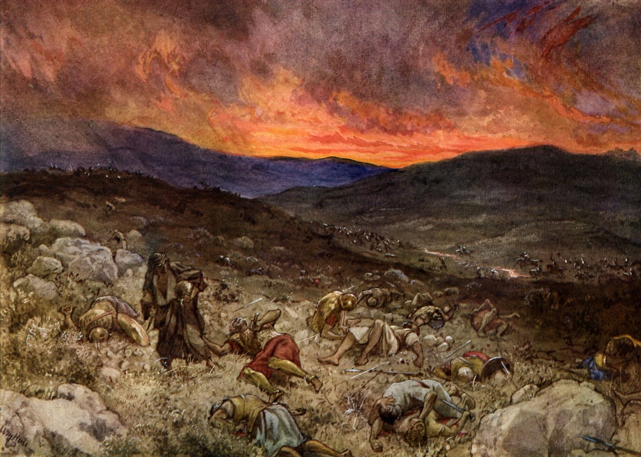 Śmierć Saula na Gilboa - Biblia autorstwa William Brassey Hole