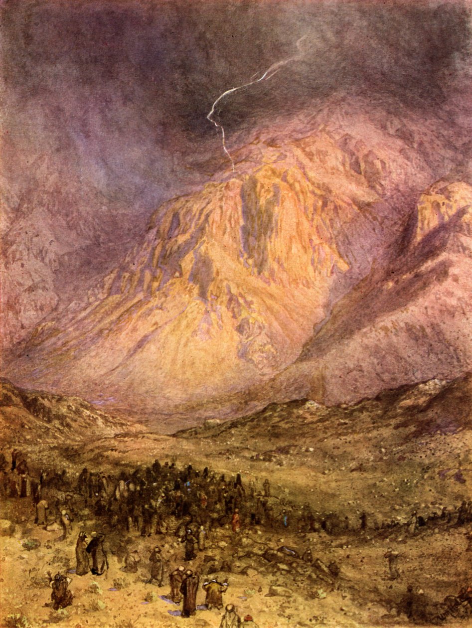 Nadanie prawa na Górze Synaj. - Biblia autorstwa William Brassey Hole