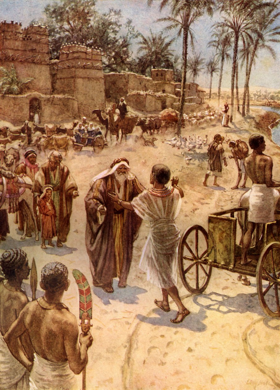 Spotkanie Jakuba i Józefa w Egipcie - Biblia autorstwa William Brassey Hole