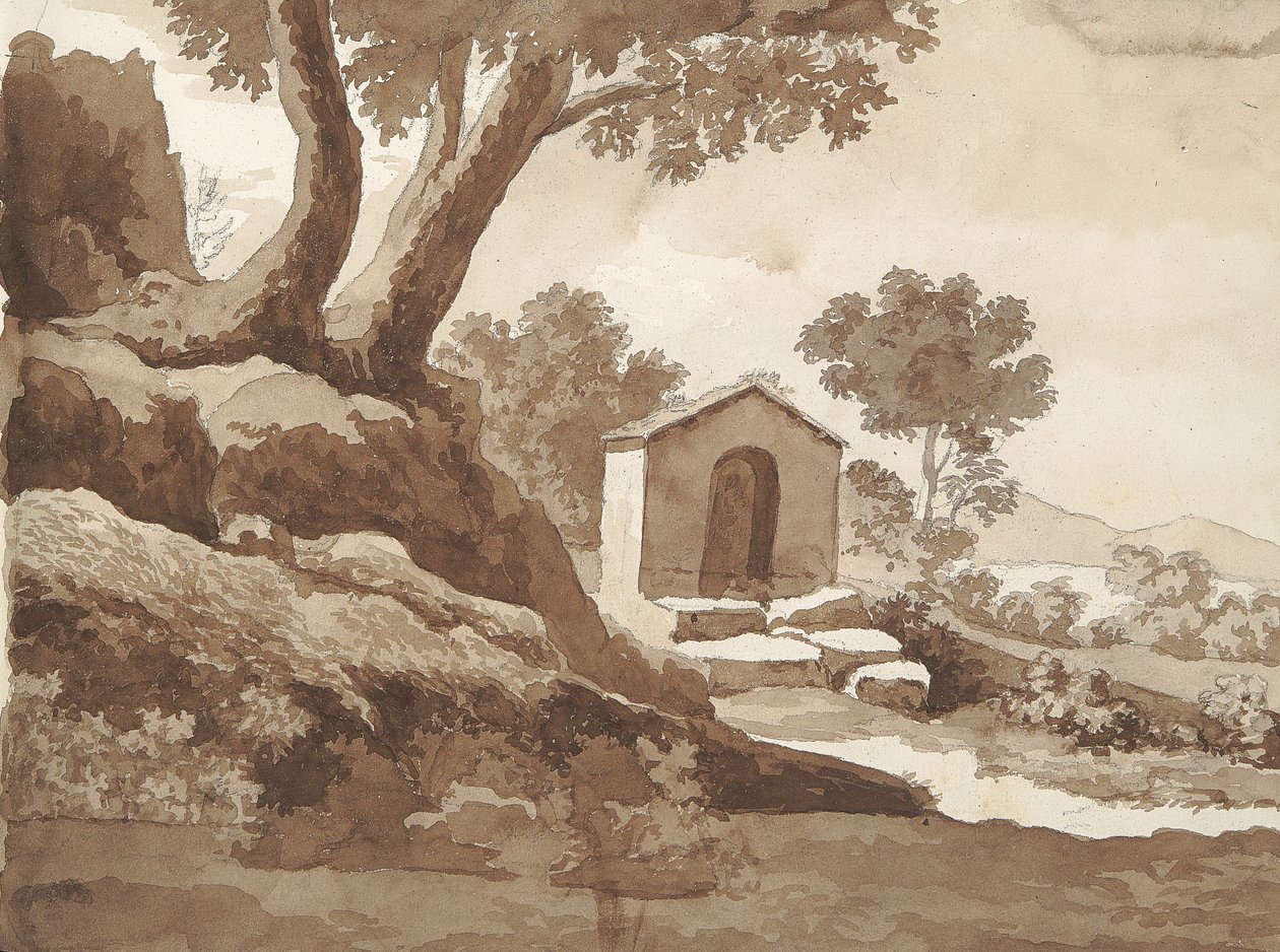 Verso: Budynek na wsi autorstwa William Brockedon