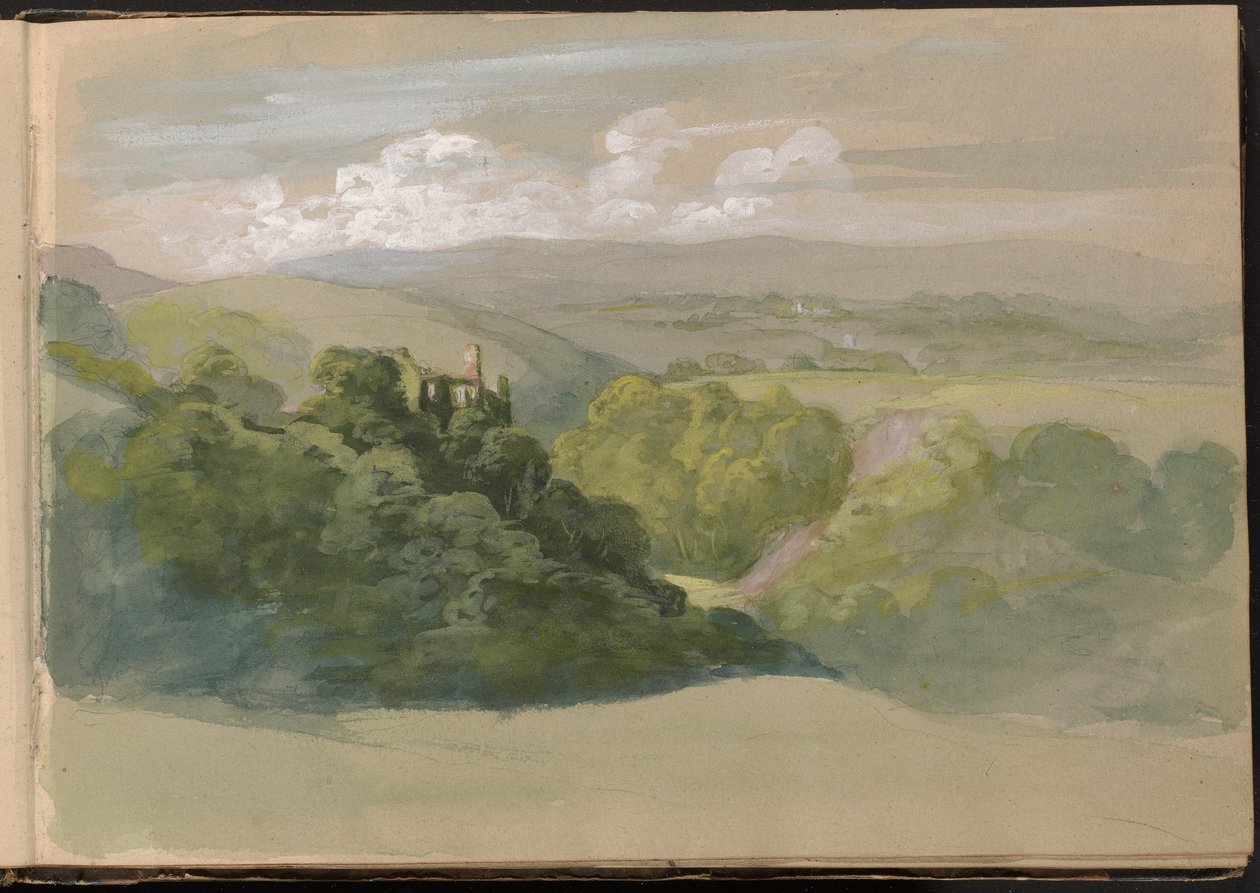 Widok na zamek Berry Pomeroy autorstwa William Brockedon