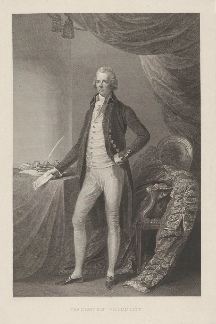 Portret van Williama Pitta Właściwy kochanie. William Pitt (tytuł na obiekcie) autorstwa William Bromley (I)