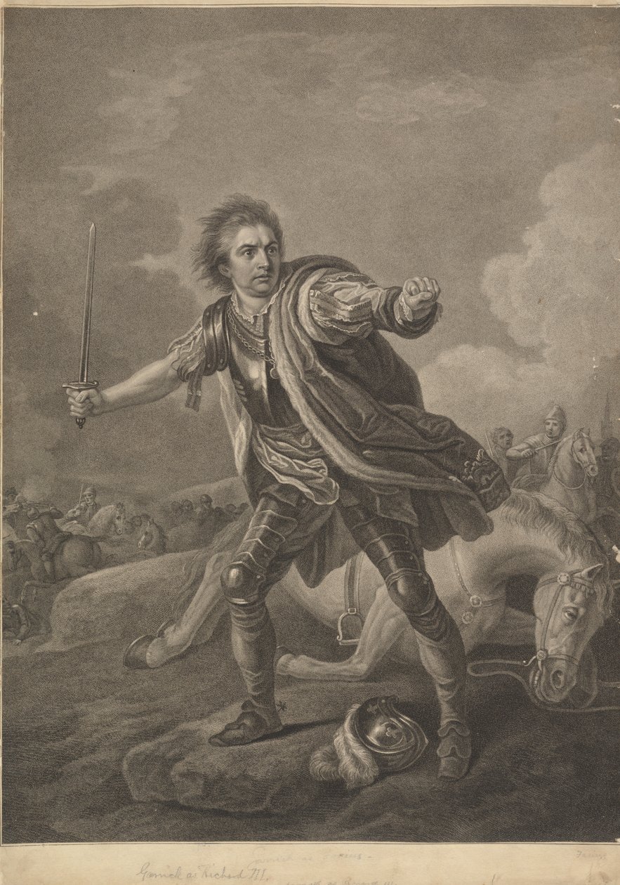 David Garrick jako Ryszard III w przedstawieniu teatralnym Drury Lane, 1759 autorstwa William Bromley