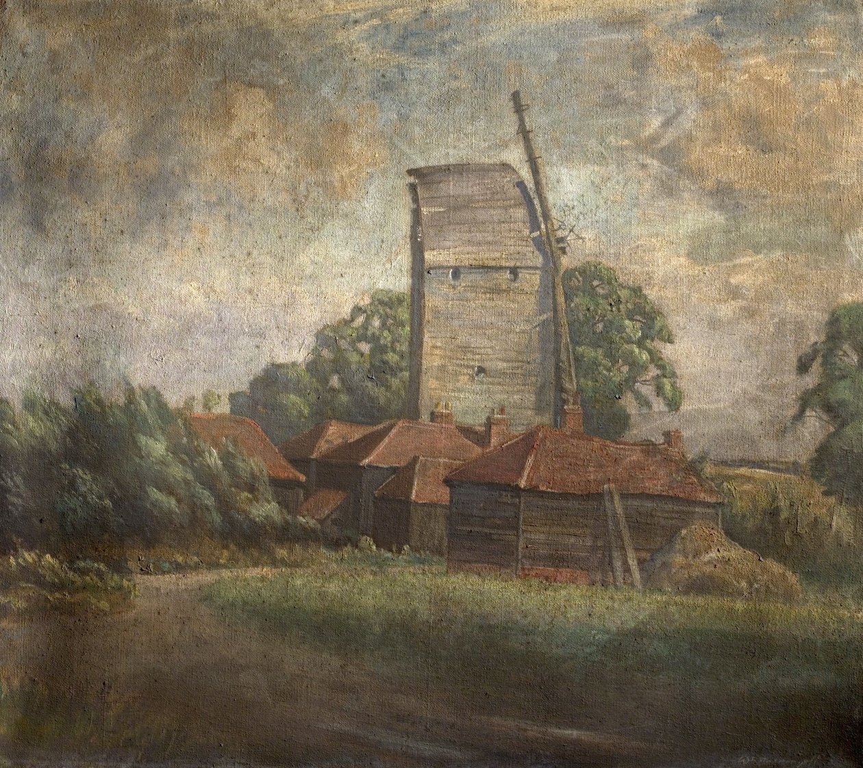 Toot Mill, Toot Hill, Essex (olej na hesji) autorstwa William Brown MacDougall