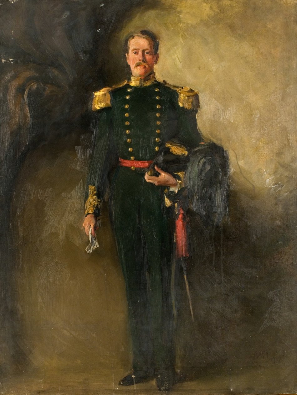 Mężczyzna w zielonym mundurze szkockich łuczników, XX wiek (olej na płótnie) autorstwa William Bruce Ellis Ranken