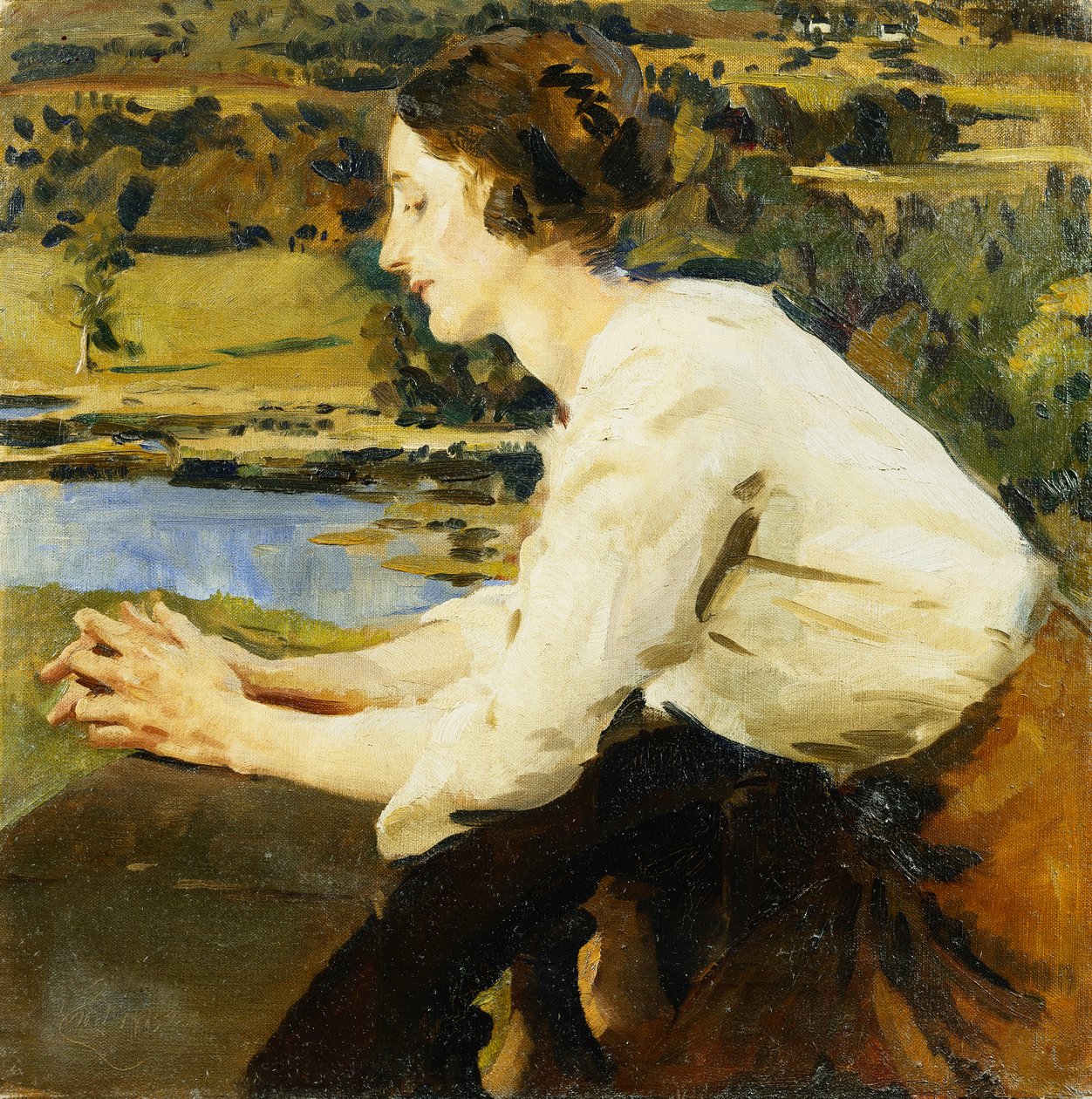 Młoda kobieta na balkonie autorstwa William Bruce Ellis Ranken