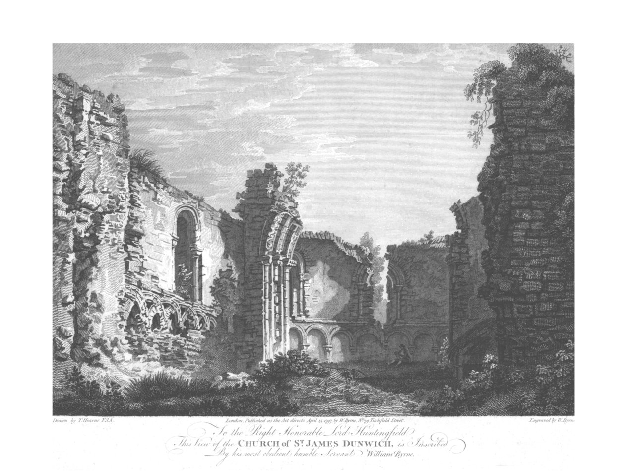 Kościół św. Jakuba w Dunwich, koniec XVIII wieku. autorstwa William Byrne