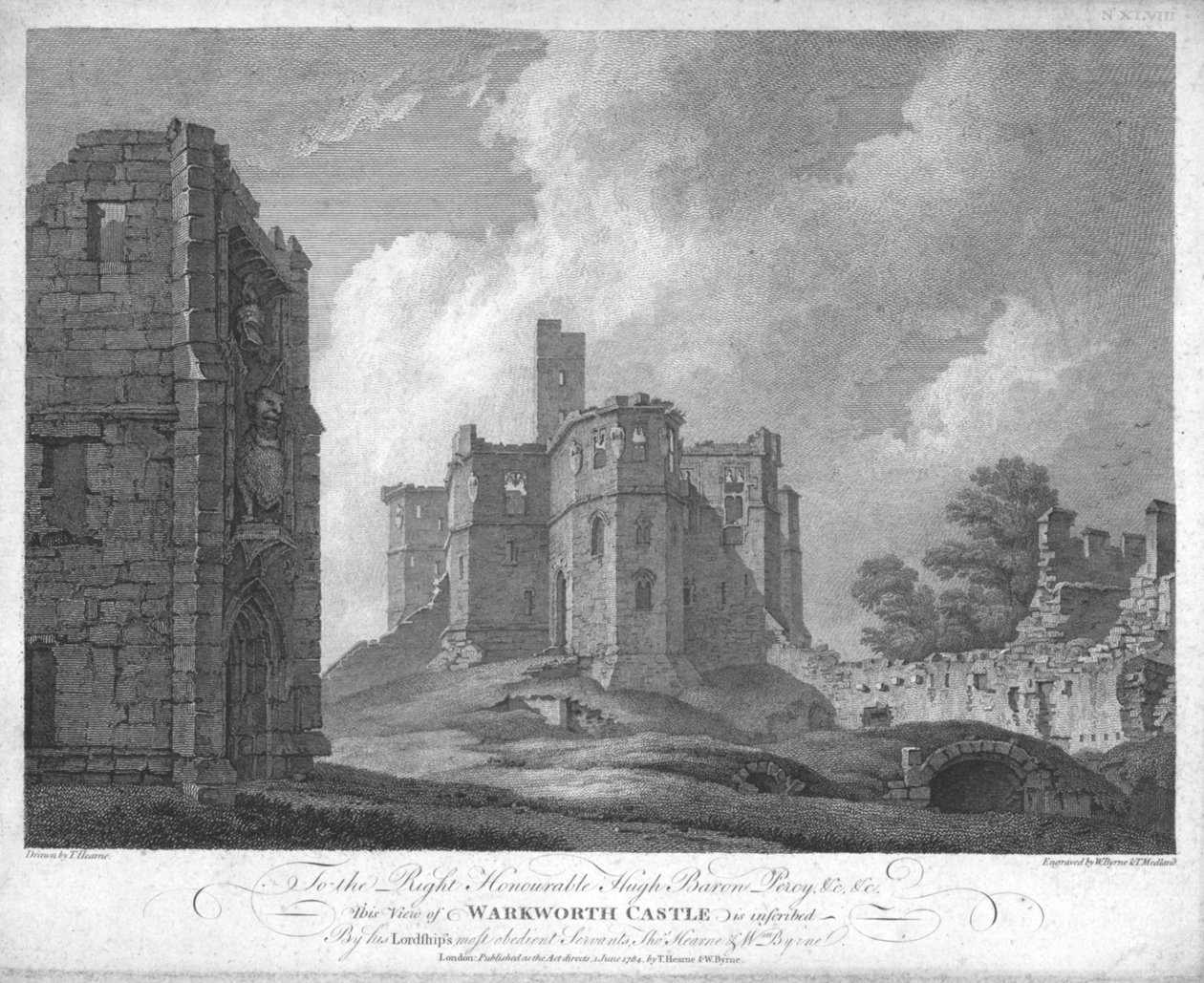 Zamek Warkworth, ok. 1784. autorstwa William Byrne