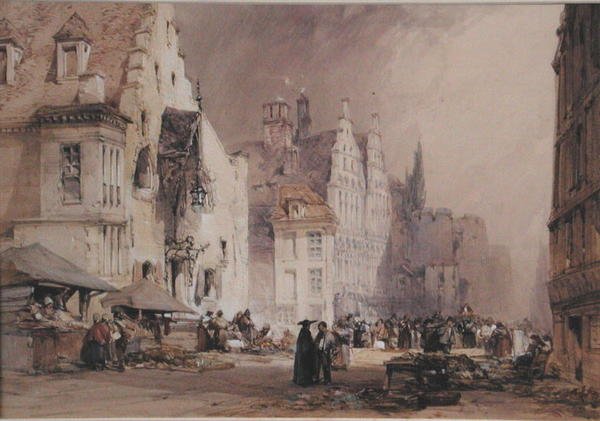 Targ uliczny w Gandawie (akwarela na papierze) autorstwa William Callow