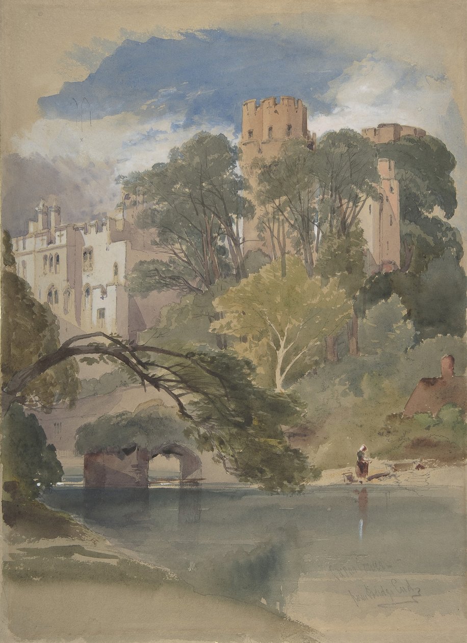 Wieża Cezara, zamek Warwick, ca. 1850. autorstwa William Callow