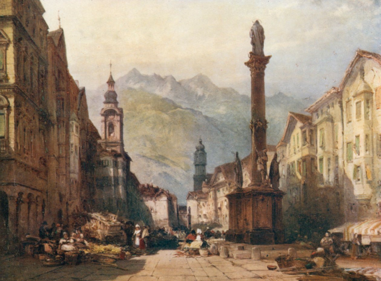 Innsbruck, z obrazu olejnego (litografia barwna) autorstwa William Callow