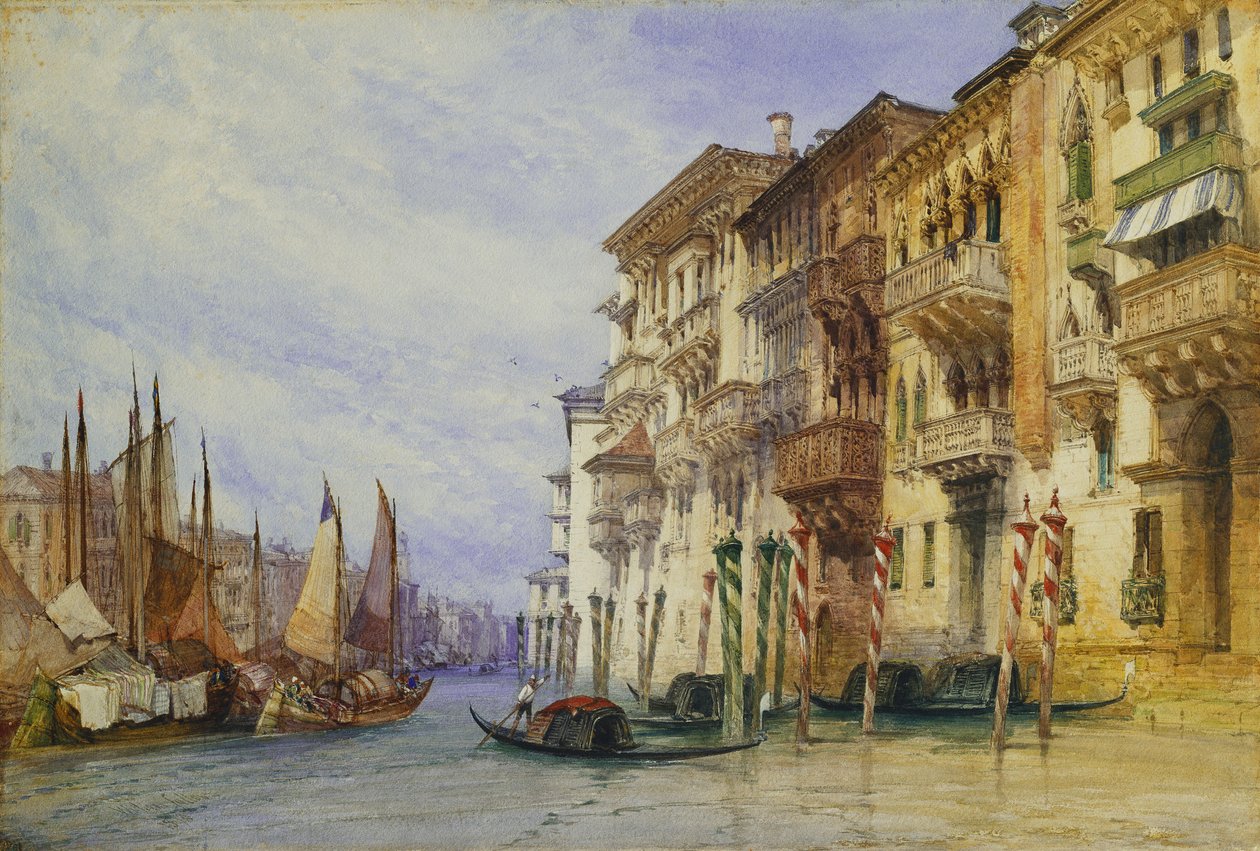 Pałace w pobliżu wejścia do Canal Grande, Wenecja, 1898 autorstwa William Callow