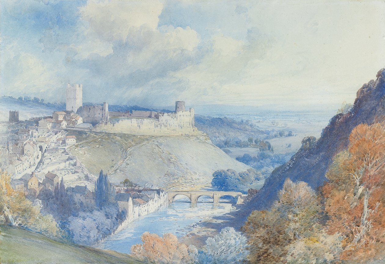 Zamek i miasto Richmond, Yorkshire autorstwa William Callow