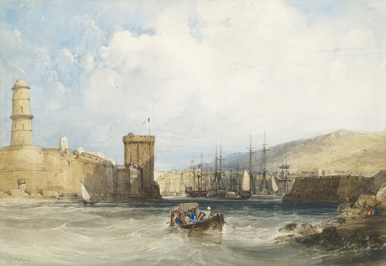 Wejście do portu w Marsylii, c.1838 autorstwa William Callow