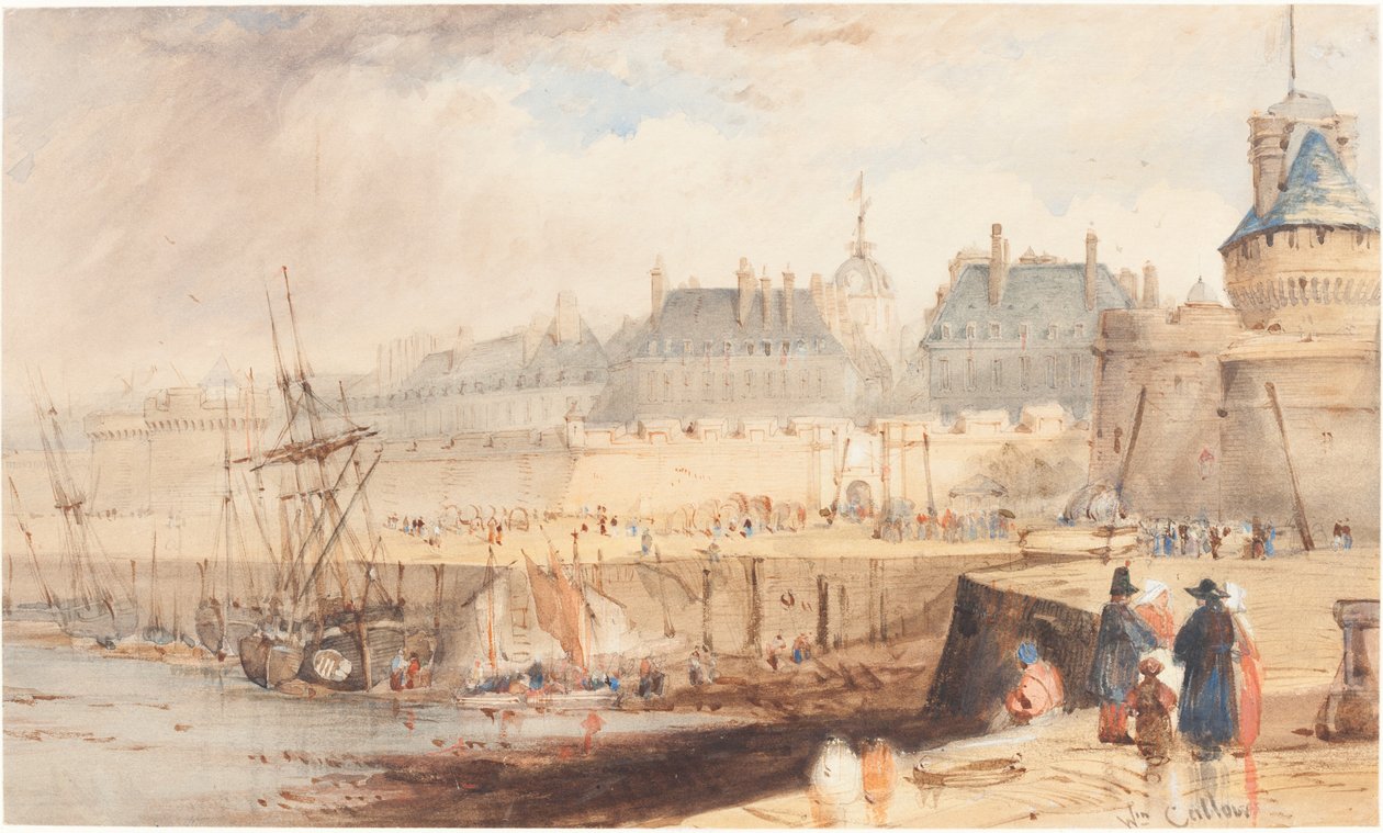 Port St. Malo podczas odpływu autorstwa William Callow
