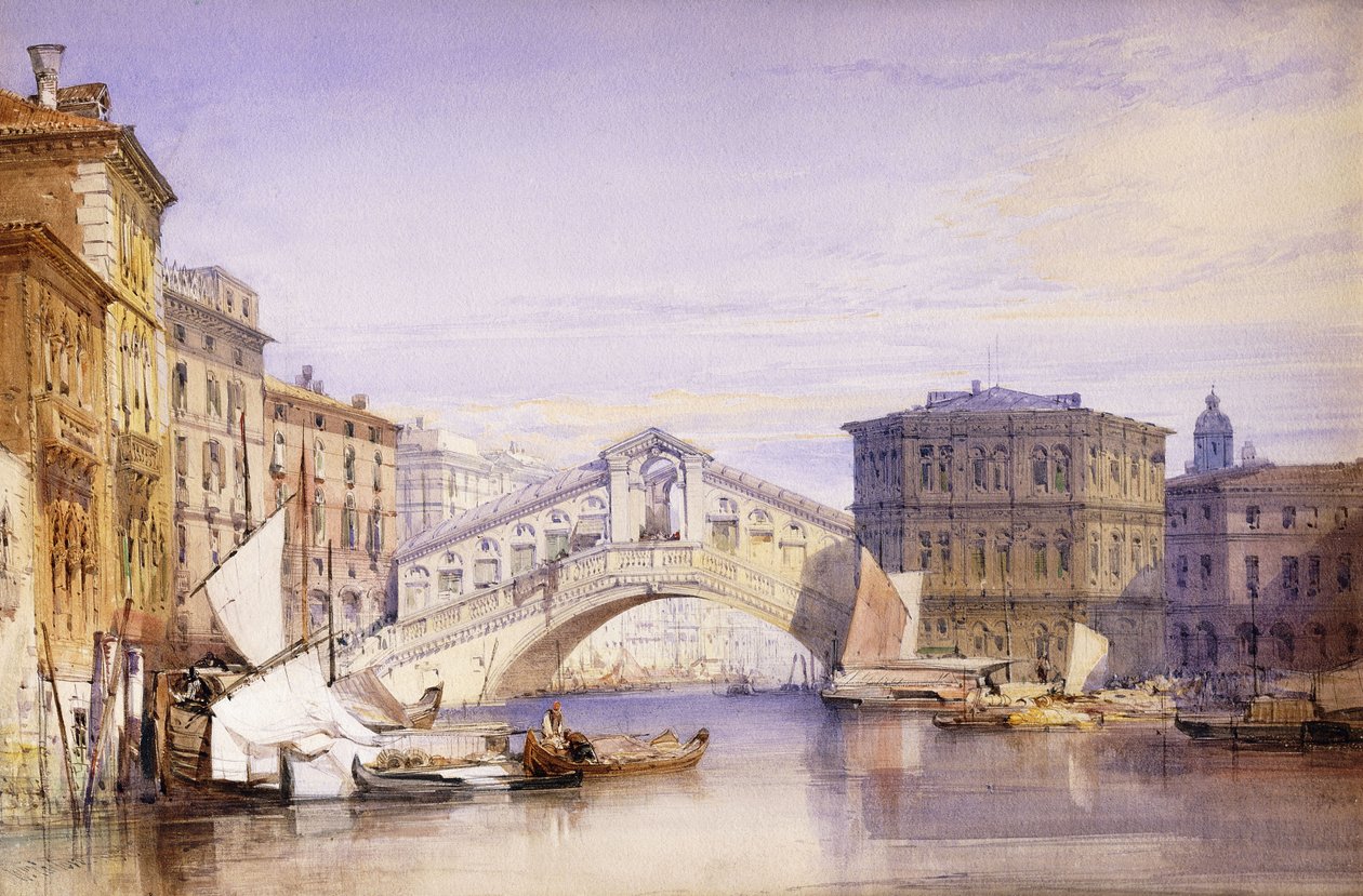Rialto z Canale Grande, 1852 autorstwa William Callow