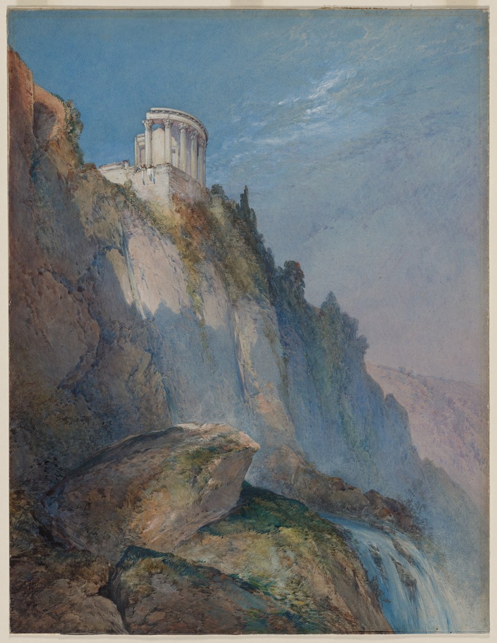 Świątynia Westy i Wodospady w Tivoli, 1859. autorstwa William Callow