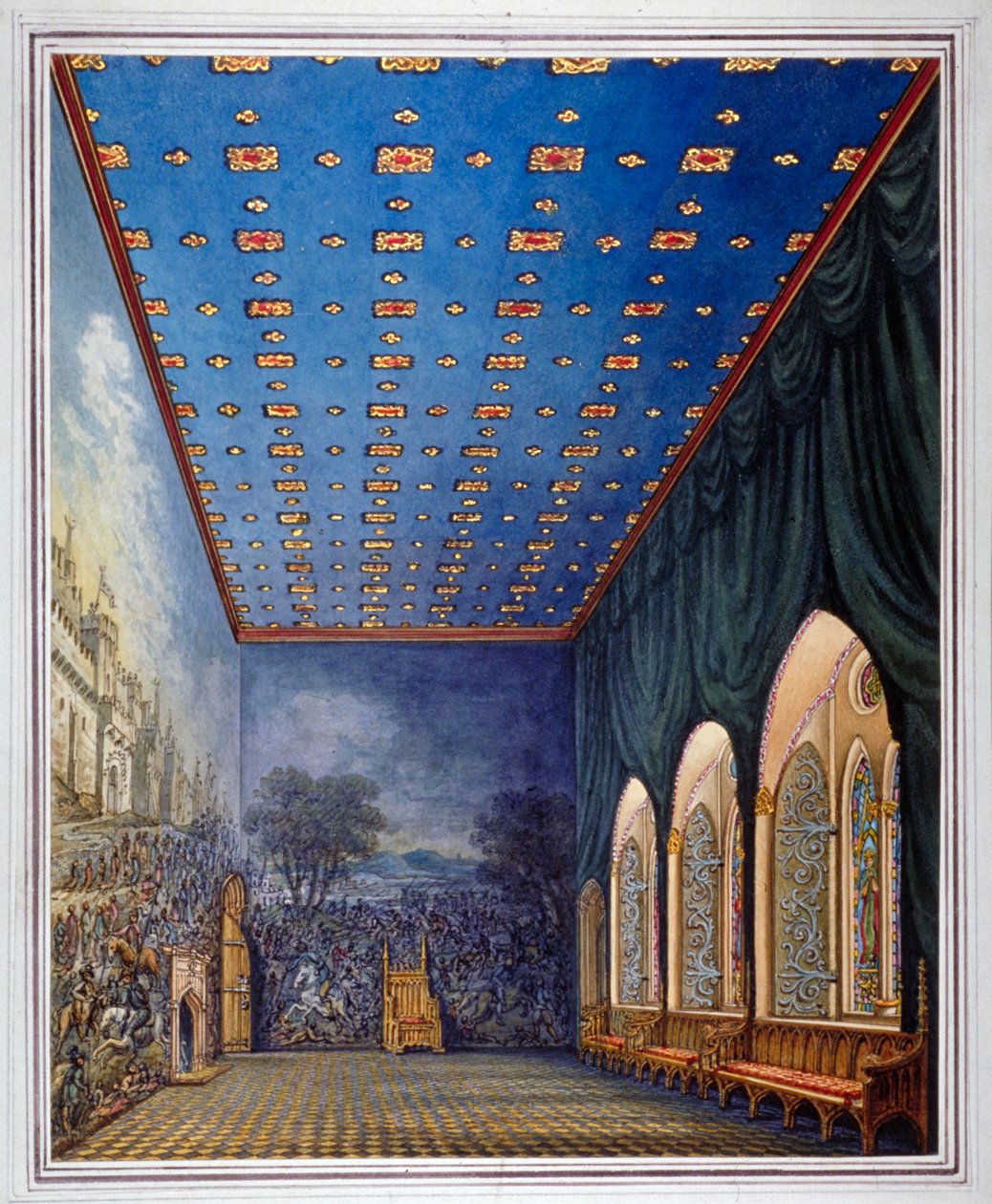 Proponowany schemat remontu Malowanej Komnaty, Stary Pałac Westminsterski, Londyn, c1817. autorstwa William Capon