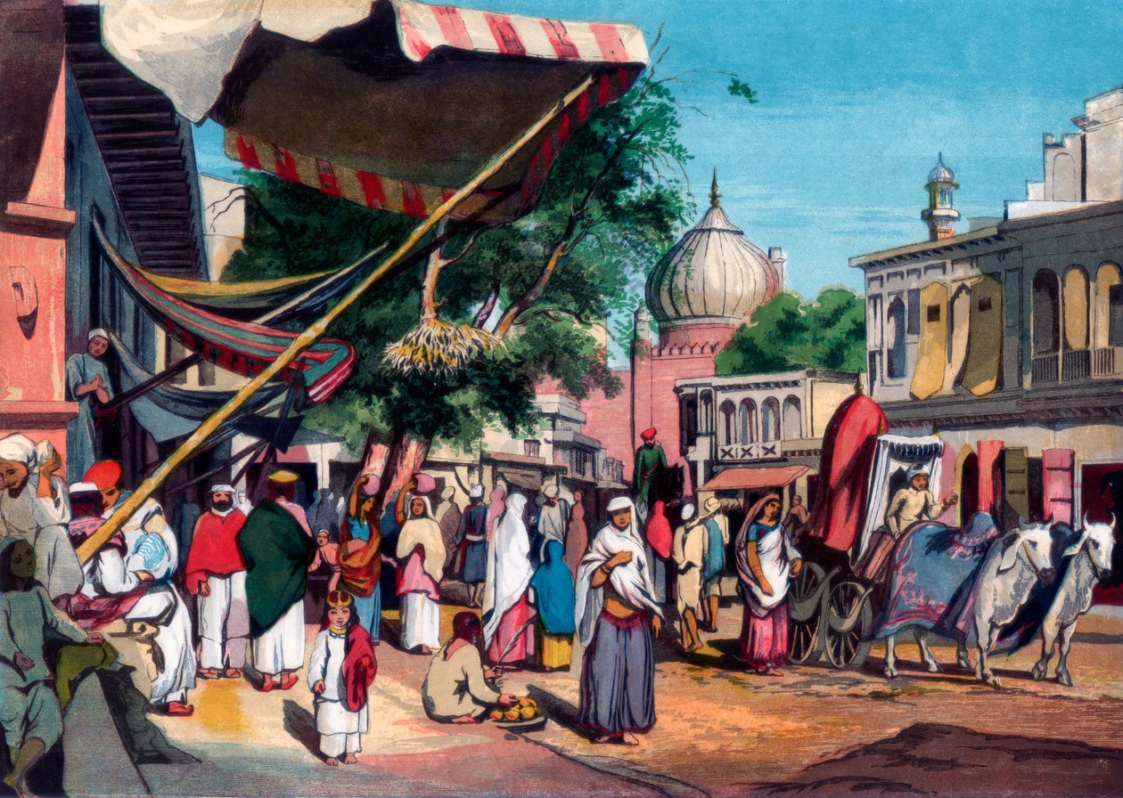 Ulica na tyłach Jami Masjid, Delhi, Indie, 1857. autorstwa William Carpenter