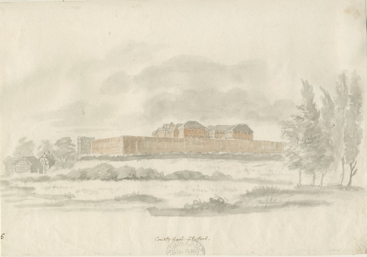 Stafford - Shire Hall: rysunek tuszem architekta (podbarwiony), bd [c 1798] (rysunek) autorstwa William Carter