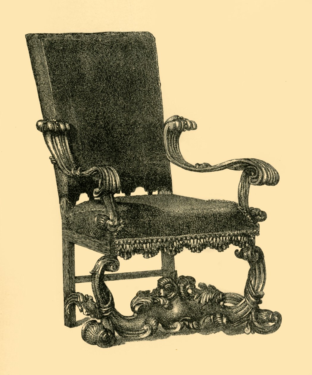 Fotel z drewna orzechowego, c1685-1710, 1881. autorstwa William Catley