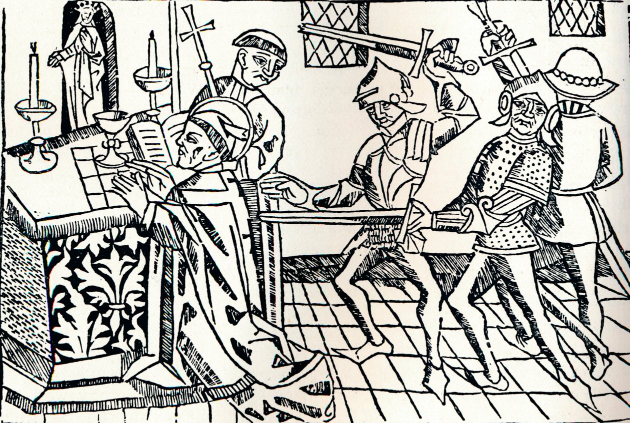 Męczeństwo św. Tomasza z Canterbury, ok. 1484 autorstwa William Caxton