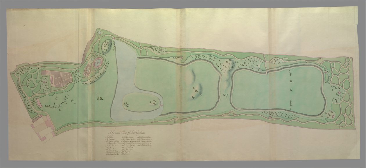 Plan generalny ogrodów w Kew, 1763. autorstwa William Chambers