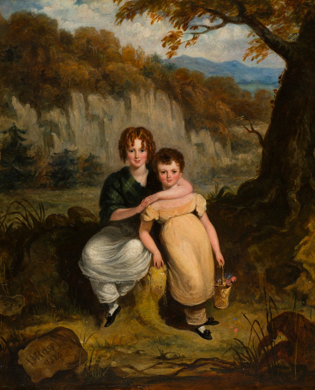 Portret Sir Thomasa Moncrieffe Bt. i jego siostra, gdy dzieci, c.1826 (olej na pokładzie) autorstwa William Charles Ross