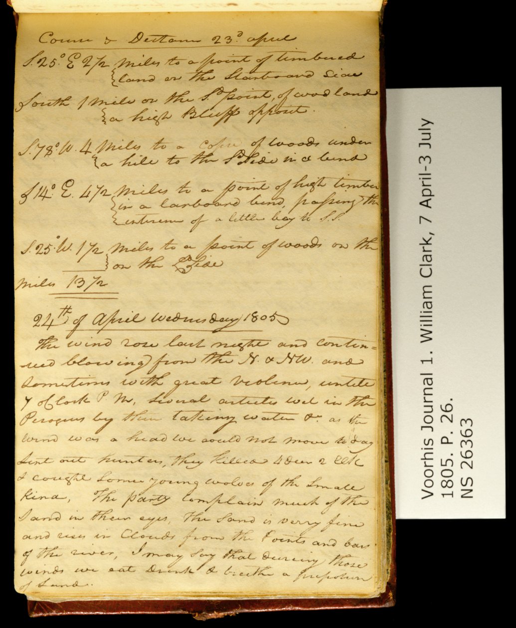 Kurs i dystans 23 kwietnia. . . . autorstwa William Clark